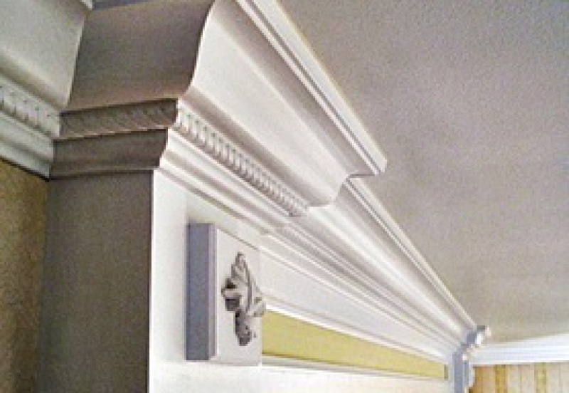 Crown molding in a formal hallway
