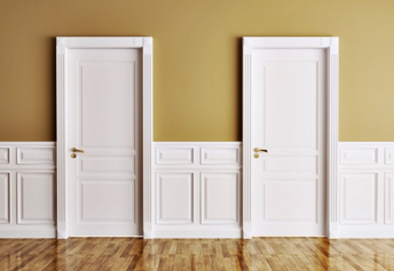 White interior doors with three raised panels
