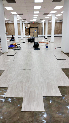 commercial retail floor glue-down flooring